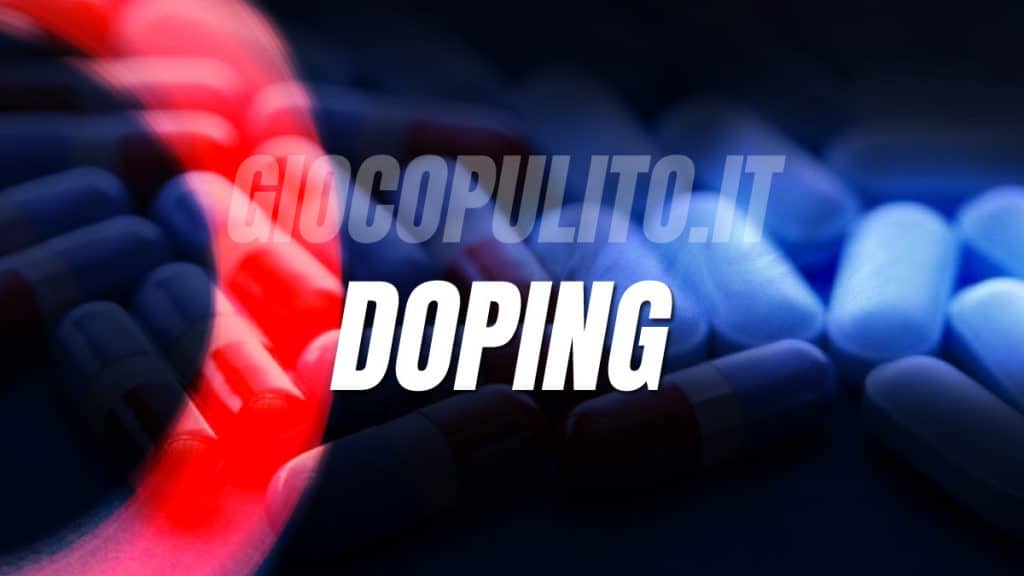 Pills with "doping" text overlay, dark background.