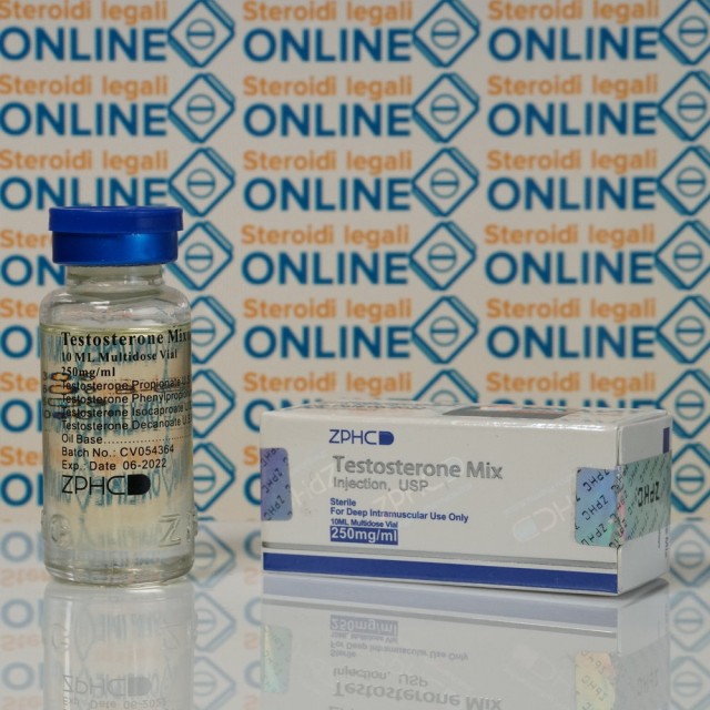 Testosterone mix vial with packaging box.