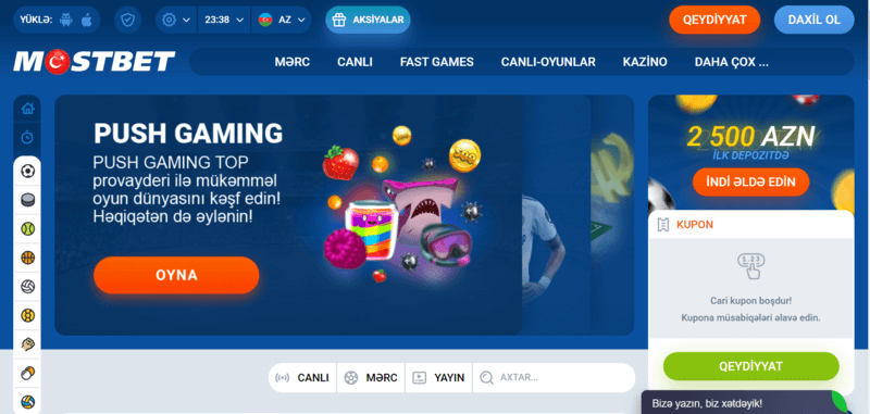 Mostbet website homepage with gaming promotion.